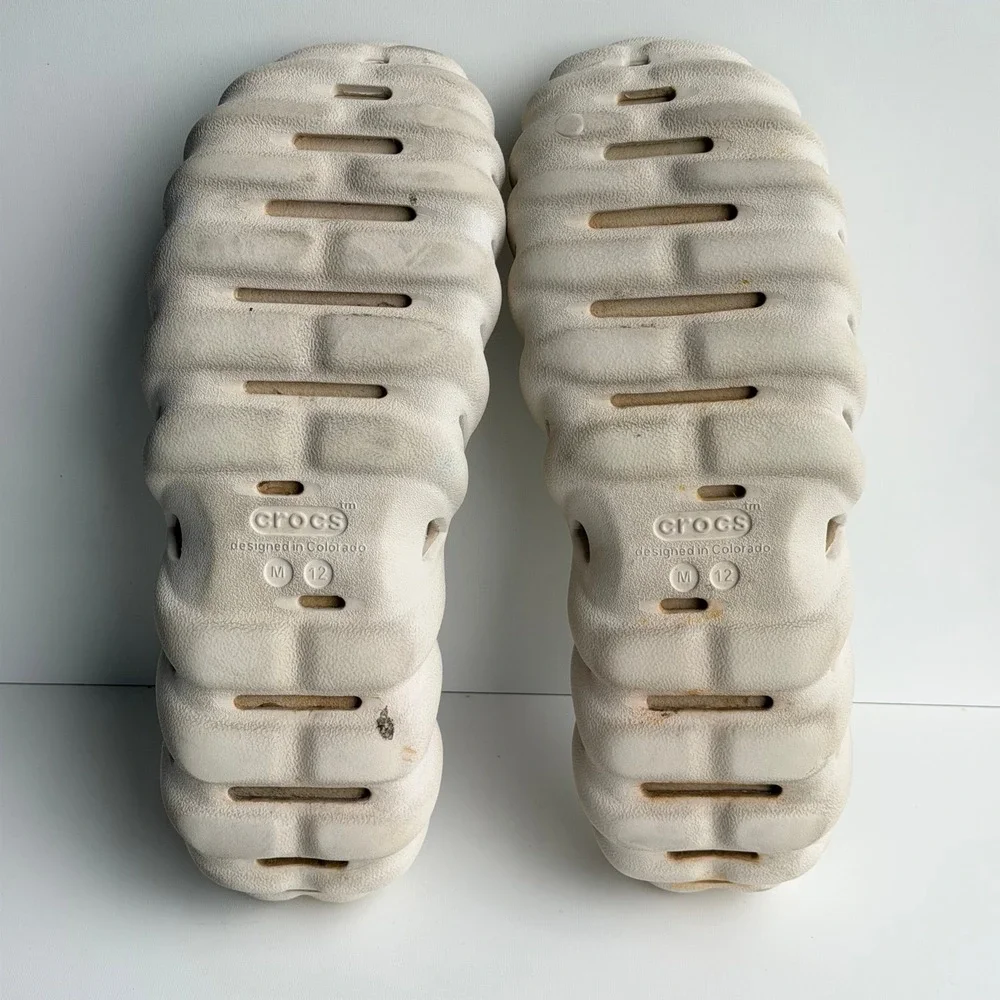 Crocs Echo Slide Men Size 12 Cream Ivory Sporty Streetwear Comfort Sandals
